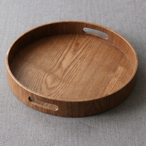 Bandeja Redonda de Madera para Almacenamiento, Diseño Minimalista, Duradera, Accesorio para Mesa de Cocina Interior - Product Image 5