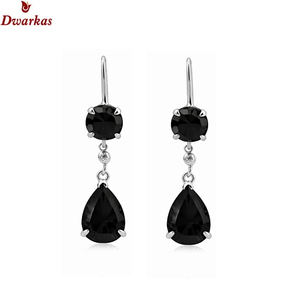 New design trendy classic <b>earrings</b> 925 sterling silver <b>black</b> onyx CZ gemstone <b>earring</b> <b>for</b> ladies and girl wholesale manufacture - Product Image 2