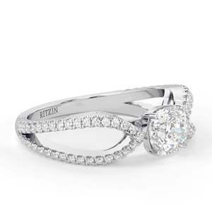 Anillo de compromiso y aniversario de oro rosa de 14 quilates con diamante de laboratorio de corte cojín y tallo dividido para mujer - Product Image 6