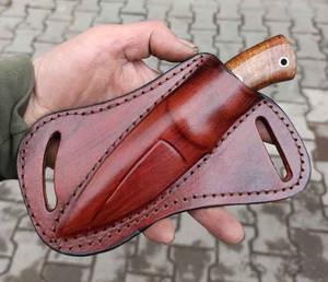 มีดสกินเนอร์เหล็ก J2 คุณภาพสูง ขนาด 8 นิ้ว ใบมีดทรงดรอปพอยต์ ด้ามจับทำจากหนังและไม้มะกอก สำหรับการล่าสัตว์ สามารถปรับแต่งได้ตามความต้องการ (OEM) - Product Image 3