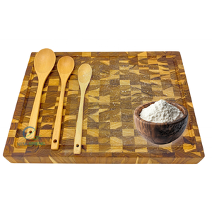 Tabla de cortar de madera de teca de doble cara, duradera, de alta calidad, antideslizante, ecológica, 6,4 cm de espesor, utensilios de cocina naturales preengrasados - Product Image 4