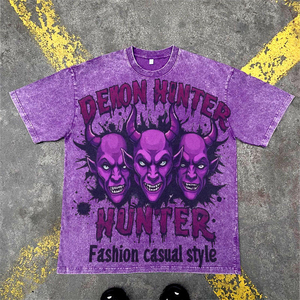 Camisetas Oversize Vintage Personalizadas de 300g con Patrón 3D, Ajuste Holgado, Tejido de Punto, en Negro/Blanco Desgastado, 100% Algodón - Product Image 1