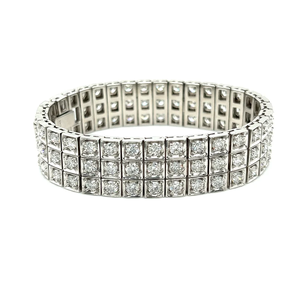 Bracelet manchette pour homme en alliage plaqué or, style hip-hop, avec diamants ronds taille brillant sertis en canal, design géométrique, certifié IGI - Product Image 1