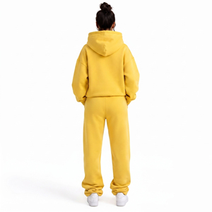 Conjunto de Sudadera con Capucha y Pantalones Deportivos para Mujer, de Algodón y Felpa, para Invierno, 500 GSM, Bordado - Product Image 2