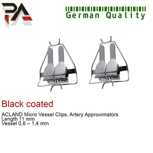 Pinza microvascular Acland de grado quirúrgico con revestimiento negro, aproximador de arterias de 11 mm para vasos de 0.6 a 1.4 mm, CE ISO - Product Image 3