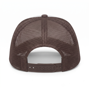 280 GSM Premium Cotton <b>Foam</b> Front Mesh Back Brown White 5 Panel Tucker Hat Custom Logo Printed Embroidered <b>Waterproof</b> Unisex - Product Image 2