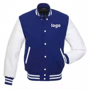 Chaqueta de Forro Polar Cepillado de Alta Calidad al por Mayor, Uniforme Universitario, Chaqueta Varsity Lisa con Logotipo Personalizado, Chaqueta de Béisbol para Hombre - Product Image 1