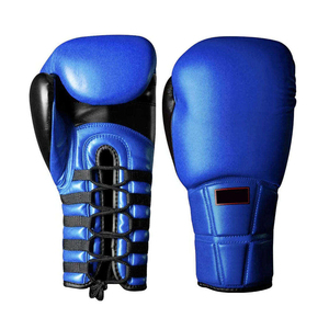 Gants de boxe bleus en cuir de vachette à lacets, respirants, unisexes, pour l'entraînement sportif de boxe (vente en gros) - Product Image 6