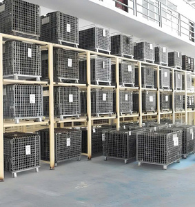 Heavy Duty Foldable Galvanized Steel Wire Mesh Storage <b>Basket</b> 500-2000KG <b>Stackable</b> Warehouse Storage Container - Product Image 3