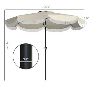 Ombrellone da Esterno Elegance Grigio Chiaro 8.8FT (2.7m) con 8 Stecche, Protezione UPF 30+, Inclinazione a Pulsante, Include Base da Spiaggia - Product Image 3