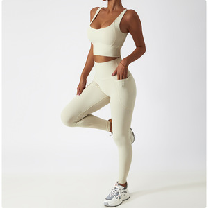 Sujetador Deportivo Tipo Racerback Color Crema para Mujer, Sin Varillas, Sin Costuras, de Spandex y Poliéster, Diseño Deportivo, para Todas las Temporadas - Product Image 2