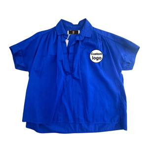 Ensemble tendance 2 pièces Cali Dreaming en popeline de coton bleu roi, haut multicolore et pantalon Palais, taille S - Product Image 3