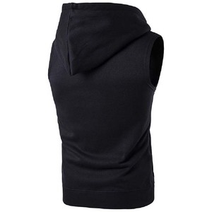 Sudadera sin mangas con capucha y cremallera para hombre, color sólido, estilo casual, tejido French Terry, corte regular, para otoño. - Product Image 3