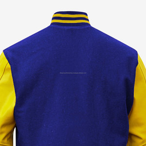 El artículo más exigente Cuerpo de lana de alta calidad Mangas de cuero Parche bordado Letterman Varsity Jacket con 2 bolsillos laterales - Product Image 6