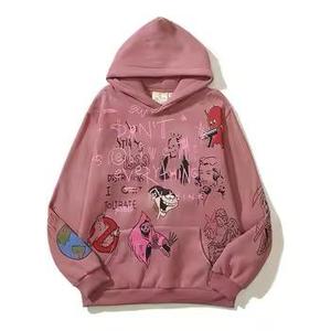 เสื้อฮู้ดไหมพรมสีชมพูทรงโอเวอร์ไซส์ ผ้าฝ้าย 100% สวมใส่สบายได้ทั้งชายและหญิง เหมาะสำหรับฤดูหนาว ผ้าไม่เป็นขุย น้ำหนัก 370 กรัม ทรงบ็อกซี่ - Product Image 1