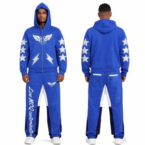 Custom Men Blue Tracksuit Set Custom Logo Hoodie <b>Jogger</b> Set Sportswear Casual Streetwear Tracksuit Wholesale - Product Image 1