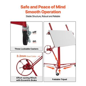 Sollevatore a rulli per cartongesso da 16 piedi, capacità di carico 150 libbre, sollevatore per pannelli da costruzione, attrezzo in acciaio - Product Image 4