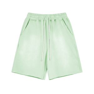 Shorts de sport pour homme, style streetwear, vintage, délavés, effet usé, bords bruts, effet délavé soleil, délavés à l'acide, pour le jogging - Product Image 2