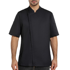 Veste de chef pour homme à fermeture boutonnée, manches courtes, en sergé polyester/coton, séchage rapide, respirante, pour la cuisine - Product Image 1