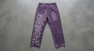 Pantalones Vaqueros Rectos para Mujer, con Estampado Floral de Colores, Bordados, con Dobladillo Deshilachado, Estilo Casual Urbano Vintage - Product Image 3