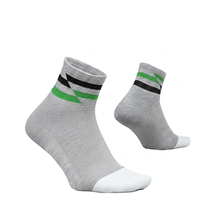 Racing <b>Socks</b> Gray Ankle <b>Socks</b> With Green And <b>Black</b> Stripes Breathable Performance Racing <b>Socks</b> For Adults Summer Sport Wear - Product Image 4