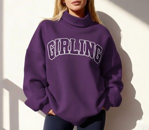 Sudadera Oversize de Forro Polar con Cuello Alto para Mujer, Estilo Casual de Invierno, Ajuste Holgado, Top Urbano, Personalizable por Delante, Suave, Cálida y Cómoda para Uso Diario - Product Image 1