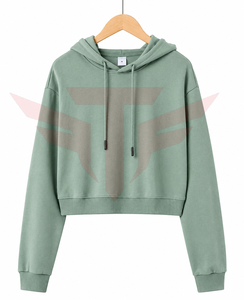 Tactus Industries <b>Women</b> Regular Hoodie Solid Green 100% Cotton Knitted Breathable Casual Winter Wear Full Sleeve <b>Sweatshirt</b> - Product Image 1