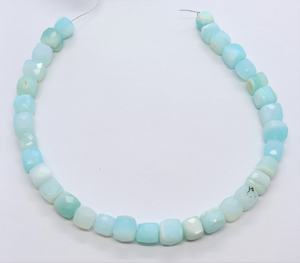 Cuentas facetadas de ópalo peruano natural AAA de 7-8 mm, forma de caja 3D, cuentas de ópalo de Perú de 8 pulgadas para la fabricación de joyería. - Product Image 2