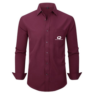 Nouvelle Arrivée Chemise Habillée Décontractée en Coton pour Homme Manches Longues Boutonnée Couleur Unie Tenue de Bureau Formelle Respirante Séchage Rapide - Product Image 1