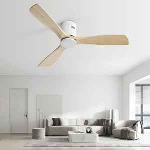Ventilatore da soffitto da 52 pollici con 3 pale in legno massello naturale, motore DC reversibile silenzioso e telecomando per soggiorno - Product Image 4