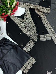 Order Now Fully Stitch & Ready To Wear HEAVY FUAX GEORGETTE <b>Silk</b> <b>Fabric</b> Anarkali Gown With Dupatta Set At Wholesale Price - Product Image 5