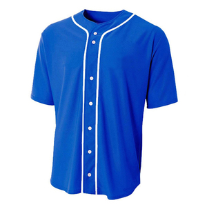 Ensemble de maillot de baseball bleu pour homme avec pantalon blanc, manches courtes, boutons sur le devant, respirant, en polyester, uniforme, coupe classique - Product Image 2