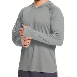 Camiseta de Manga Larga con Capucha para Hombre, de Color Sólido, que Absorbe la Humedad, de Poliéster, Corte Regular, para Todas las Temporadas - Product Image 6