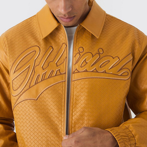 High Quality OEM Custom <b>Men's</b> Vintage Autumn Woolen Varsity <b>Jacket</b> Stylish Chenille Embroidery Genuine <b>Leather</b> Waterproof Crop - Product Image 2
