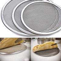 Plaque à pizza en acier inoxydable Bold Blossom, plateau en maille, compatible four et micro-ondes, poignée en plastique, 6-18 pouces, accessoires de cuisson