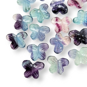 Natural Multi Fluorite Butterfly Shape Gemstone <b>Rainbow</b> Fluorite Carved Butterfly Beads Butterfly Jewelry Making Beads 14x10mm - Product Image 2