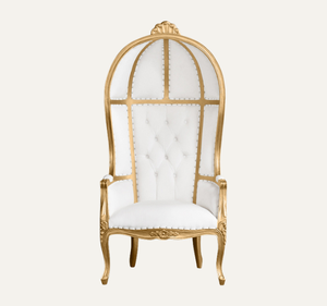 Elegante Silla Trono con Forma de Domo, Tallada a Mano en Madera de Caoba Sólida, Mueble de Lujo Hecho a Mano y Duradero para Sala de Estar y Apartamento - Product Image 1