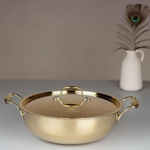 Handmade Brass Food Serving Casserole Dish with Lid Premium Hammered Buffet Hot Pot Kitchen Restaurant Hotel Wholesale - Product Image 2