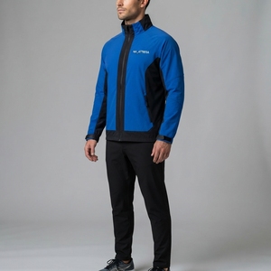 <b>Men</b> Blue <b>Black</b> Color Block <b>Windbreaker</b> Jacket Full Zip Mesh Panel Outdoor Sports Running Jacket - Product Image 1