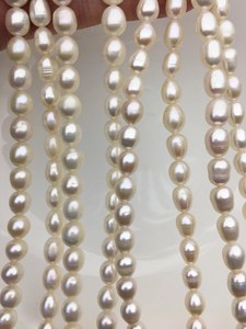 Perlas de Agua Dulce AA Blancas Perla de Arroz Ovaladas 6-10mm Naturales Cultivadas Sueltas en Hilo para Suministros de Joyería a Granel - Product Image 3