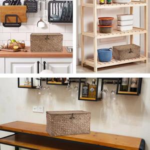 Cesta decorativa de mimbre con tapa, cesta de almacenamiento hecha a mano, venta al por mayor, ecológica, hecha en Vietnam - Product Image 6