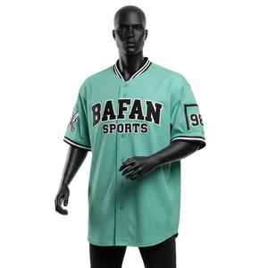 Camiseta 100% algodón para hombre, corte holgado, estampada, estilo béisbol, tela de poliéster tejida, con botones al frente, logotipo personalizado, ropa de equipo. - Product Image 1
