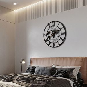 Reloj de Pared Moderno de Metal Negro de 36 Pulgadas con Mapa del Mundo, Silencioso, Decorativo para Sala de Estar o Entrada, con Punteros Dorados para Decoración del Hogar - Product Image 2