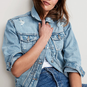 Veste en jean décontractée pour femme OEM, manteau d'hiver boutonné, coupe oversize, finition écologique, couleur personnalisable - Product Image 4