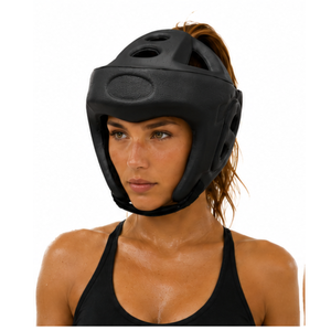 Boxing Head Guard EVA Protective Helmet With Air Vents For Adults Unisex Solid <b>Black</b> <b>Hook</b> & Loop Closure - Product Image 1