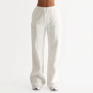 Women's Loose Fit Wide Leg <b>Drawstring</b> <b>Trousers</b> High Waist Baggy Sweatpants Zipper Pockets Casual Streetwear Lounge Joggers - Product Image 1