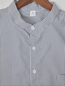 Chemise d'été 2025 pour homme à rayures, col montant, manches courtes, respirante, en polyester/coton, protection UV, coupe ample, décontractée - Product Image 4