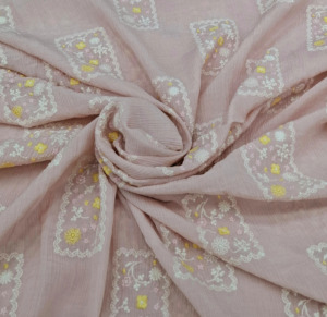 Tela de encaje floral de malla de georgette de calidad exportación con bordado maltado premium para vestidos de novia y prendas de ocasión. - Product Image 3