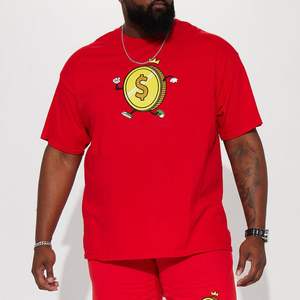 T-shirt personnalisé 2026 avec impression de logo pour homme, col rond, couleur rouge, manches courtes, 100% coton, t-shirt uni pour homme - Product Image 1