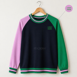 เสื้อสเวตเชิ้ตคอวีสีม่วงเขียว แขนยาว แบรนด์ Cosh International Sisterhood Sorority รุ่น Color Block แบบลำลอง ถักทออย่างอบอุ่น - Product Image 4